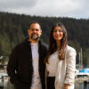 Dental Pathways Founders, Zahir and Elif Nathoo - with trees and ocean in the background.