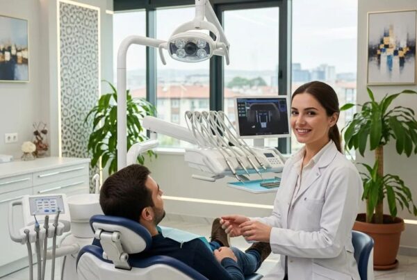 Modern dental clinic in Turkey with a dentist and patient, highlighting dental tourism