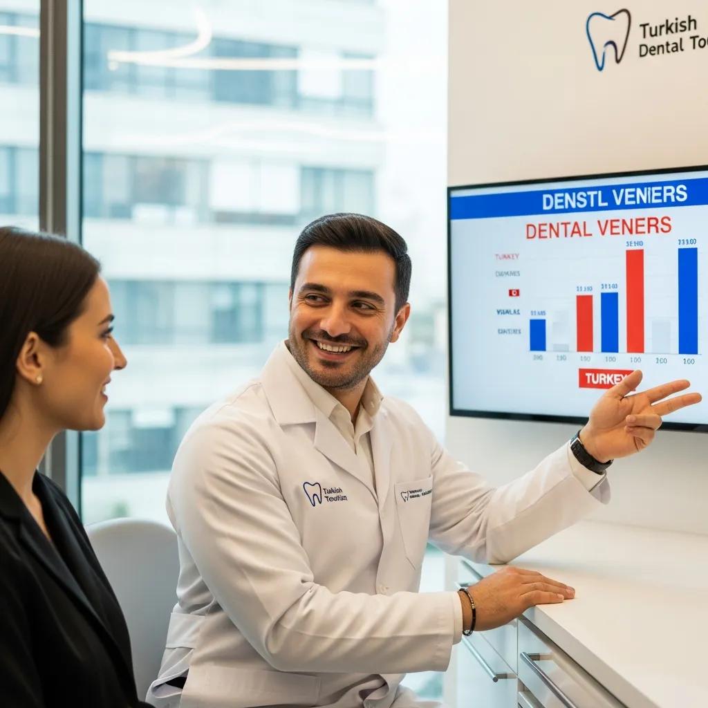 Dental professional discussing veneer costs with a patient